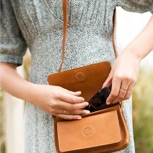 Able Tan Leather Crossbody Bag Minimalist Design